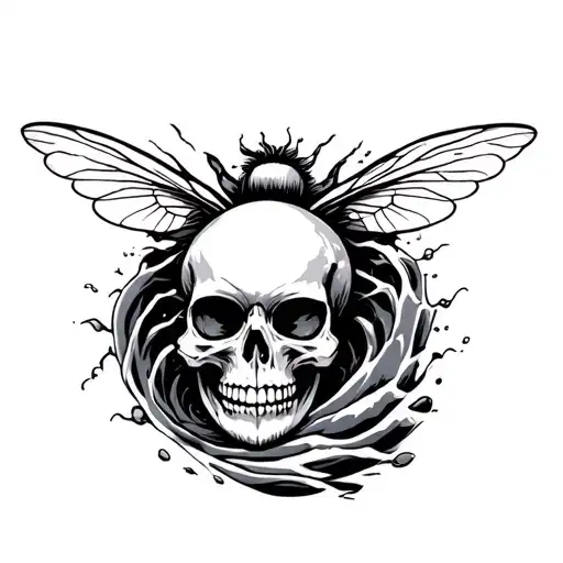 Skull Bee Sun Wave Crashing