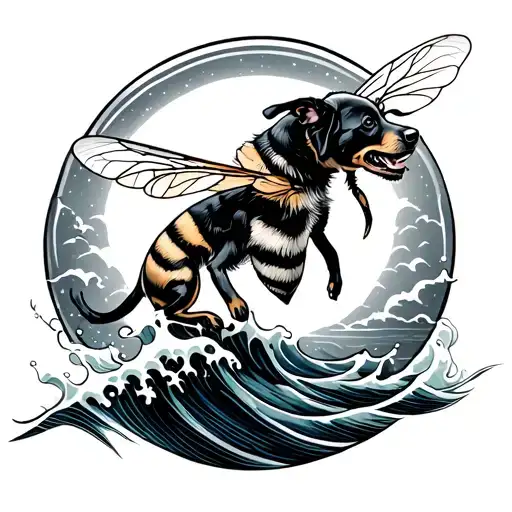 Bee Sun Wave Crashing Dog