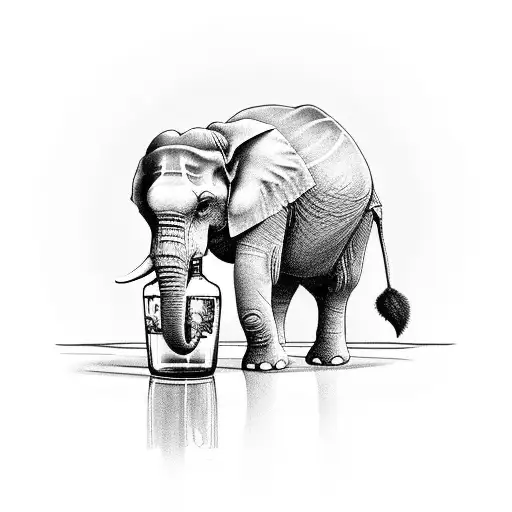 An Elephant Drinking A Bottle Of Beer