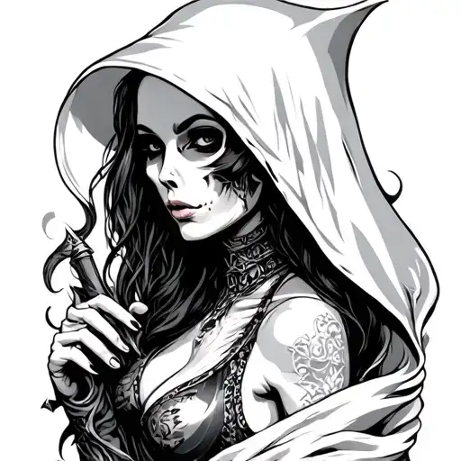 Sexy Female White Grim Reaper