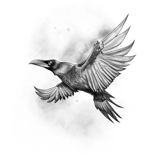 Creepy Raven With Catract Eyes In Mid Flight Carrying An Old Flopping Book