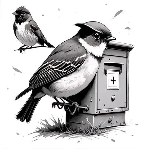 F1 With Postbox And Robin Bird Perched On It