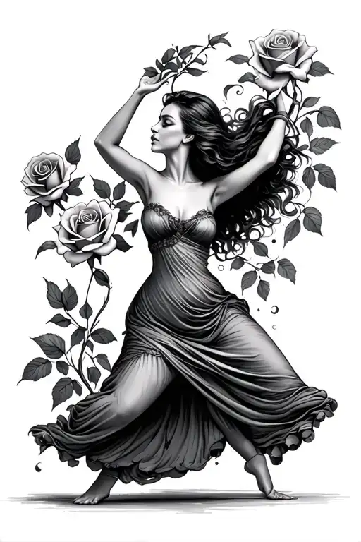 Woman Dancing With Rose Made