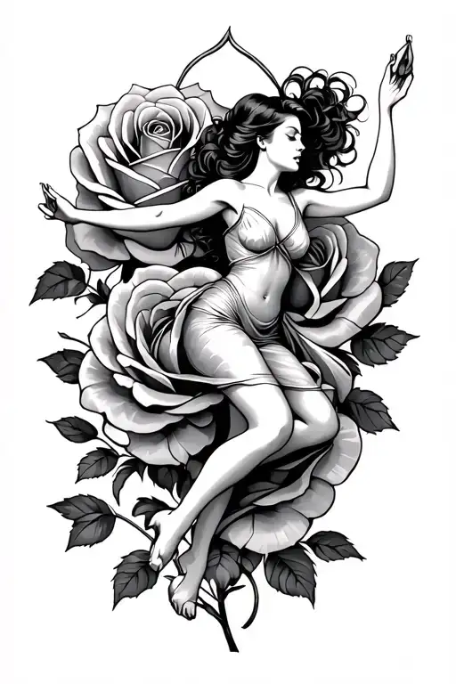 Woman Dancing Close To A Rose