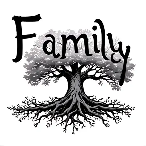 Family Spelled Out In The Roots Of A Tree