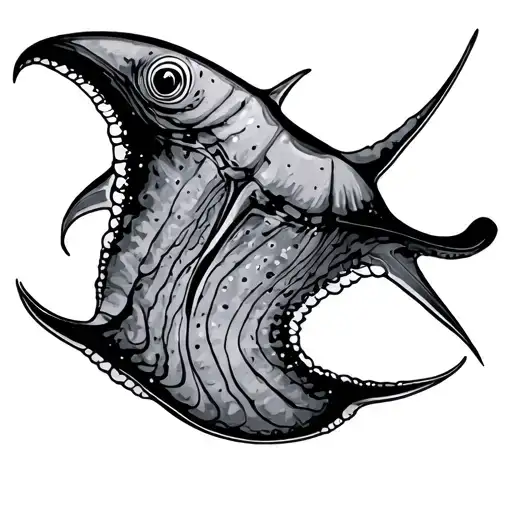 Stingray Swimming Fine Line