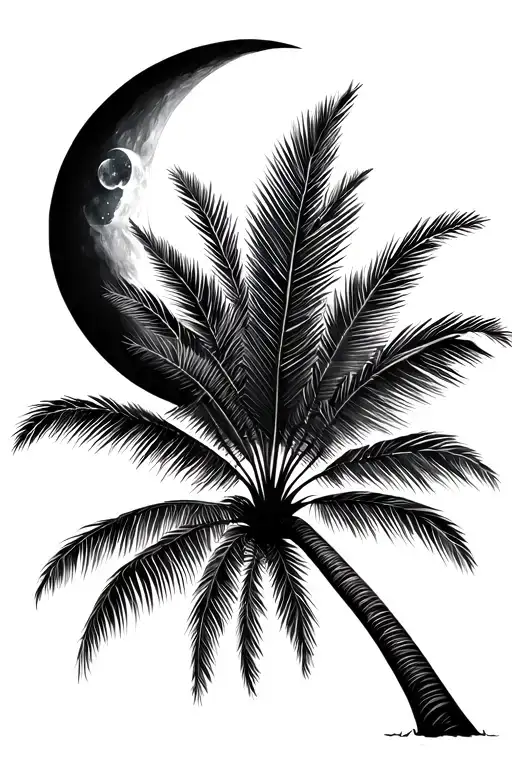 Palm Tree With Crescent Moon