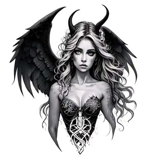 Cancer Tattoo Feminine Demon Half Angel