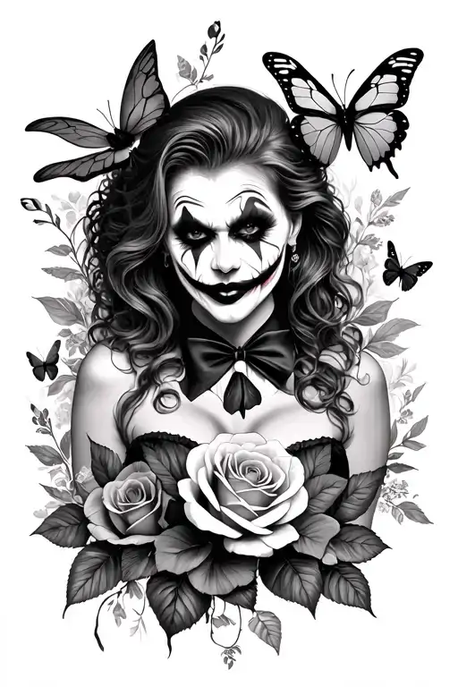 Joker Women With Roses And Butterflies