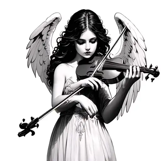 A Dark Angel Playing A Violin In A Gothic Style