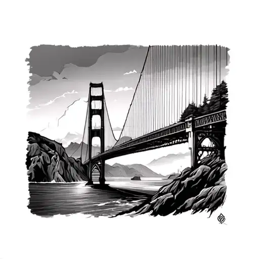 Golden Gate Bridge Fine Line