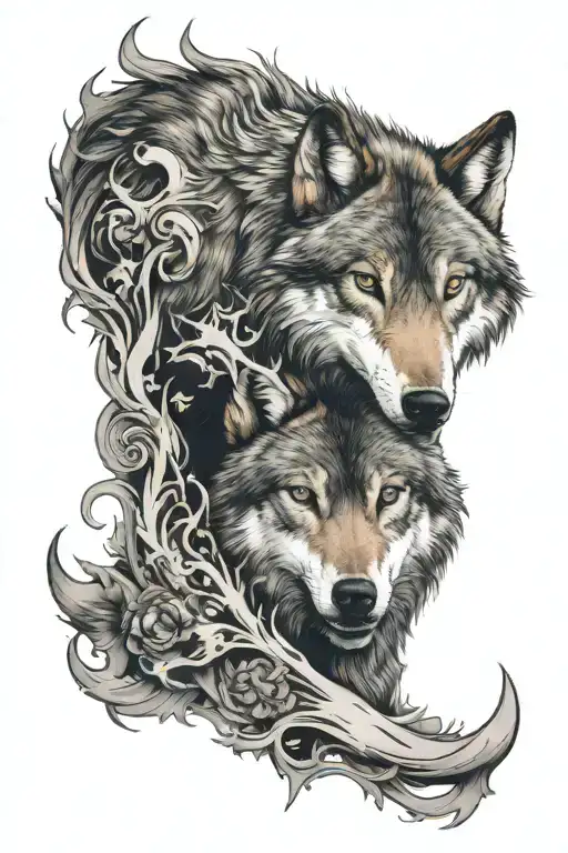 Wolf Head On A Side Of A Calf Sleeve