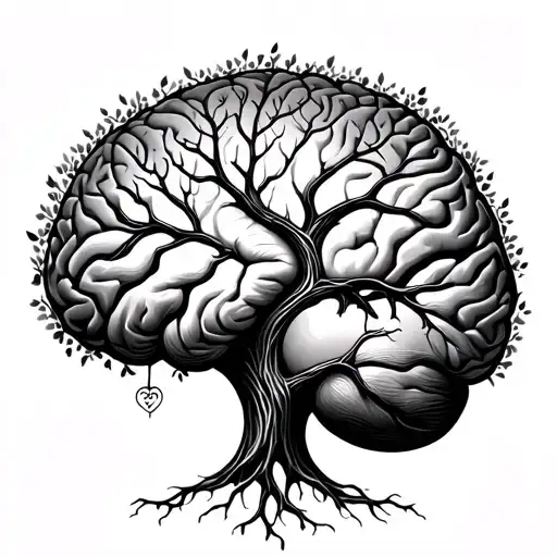 Bdhi Tree With Heart At Roots And Leaves Turning Into Brain