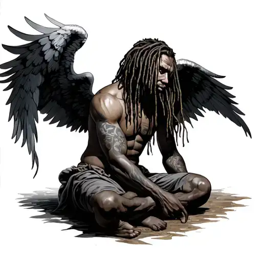 Male Fallen Angel With Dreads