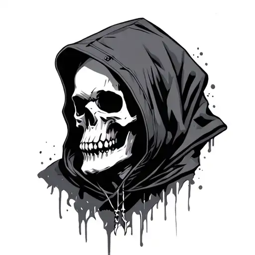 Skull Wearing Hood With Dark Shading More Line Work