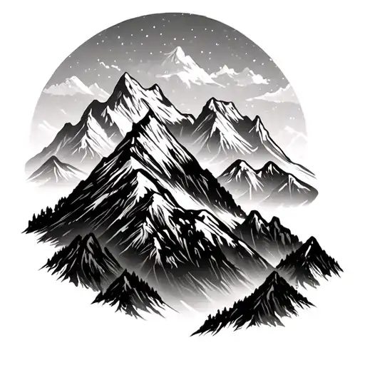 Mountain Range Silhouette Not Shaded