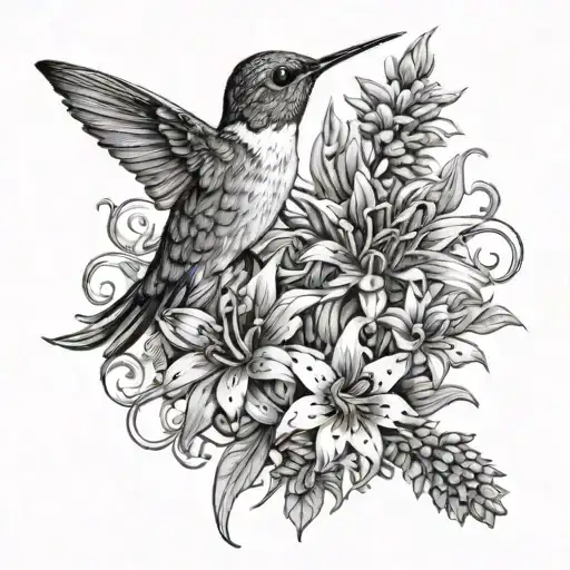 Hummingbird With Edelweiss Flowers