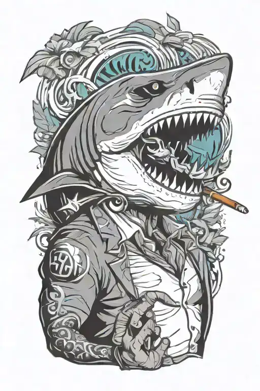 Shark Smoking A Cigar In A Miami Vice Suit