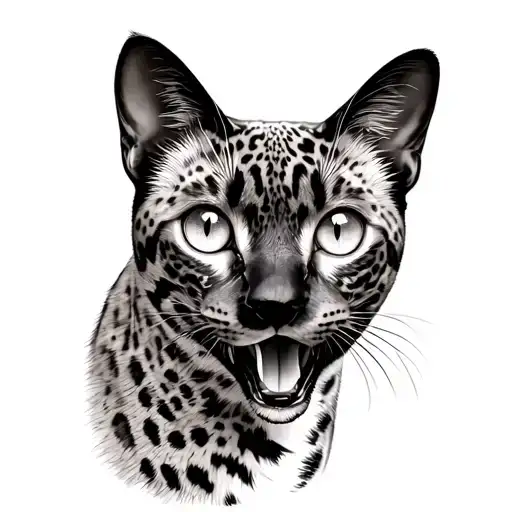 A Siamese Cat Face Looking Forward But Looking Like A Jaguar With His Mouth Open No Jaguar Spots