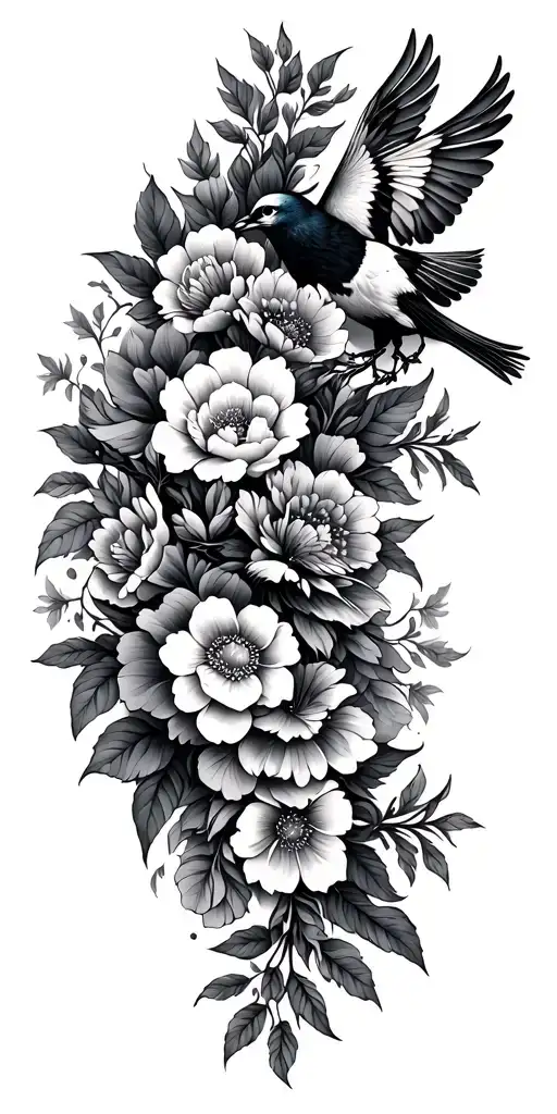 Sons With Flowers And Birds