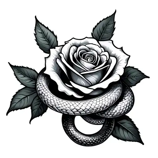 Snake Wrapped Around Rose
