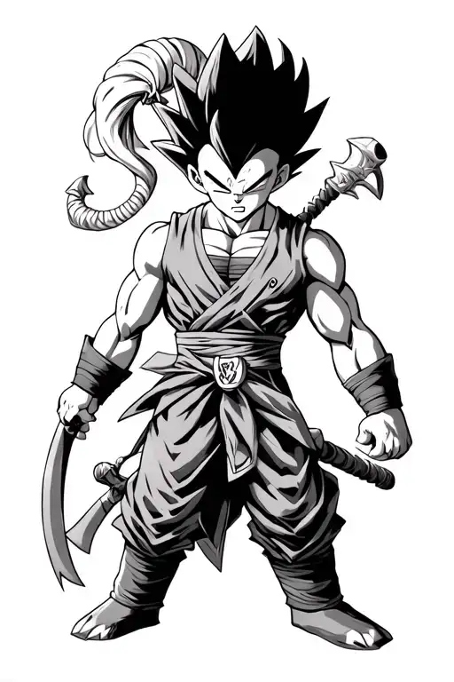 Dragon Ball Z Vegeta As A Barbarian Holding Bulma