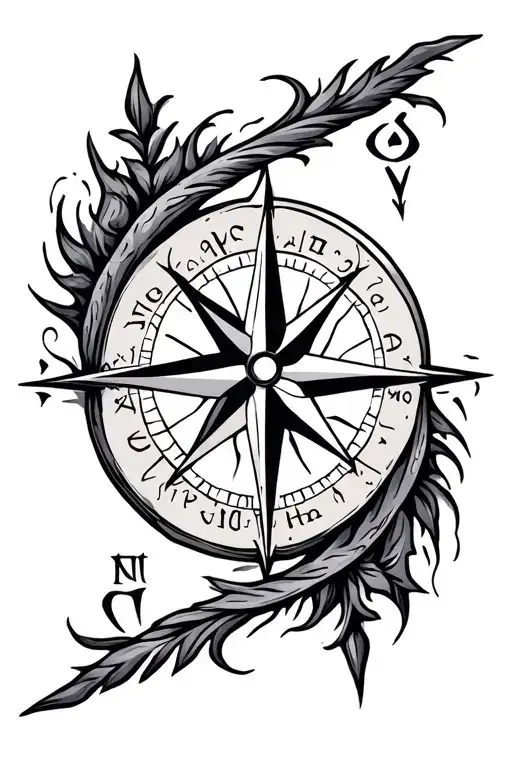 Nordic Tattoo With Runic Compass