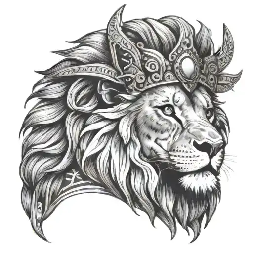 Lion Wearing A Head Dress