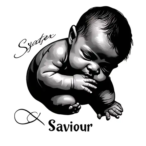 Baby Tattoo With The Name Saviour