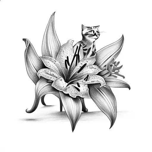 Lillies With Cat