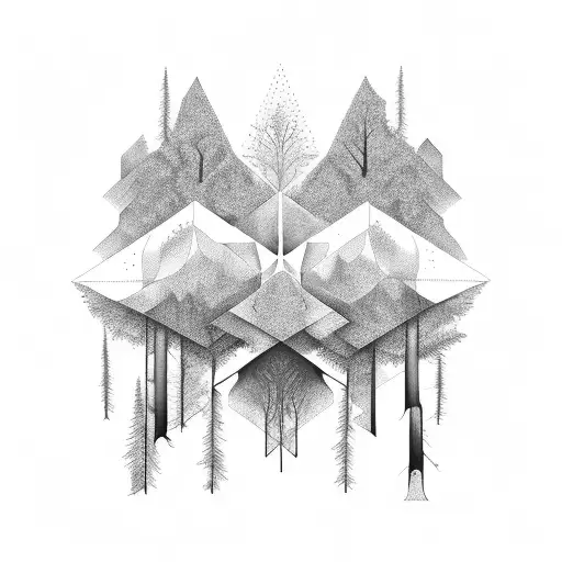 Forest Faded Into Geometric Shapes