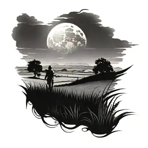 Moon In Field Looking