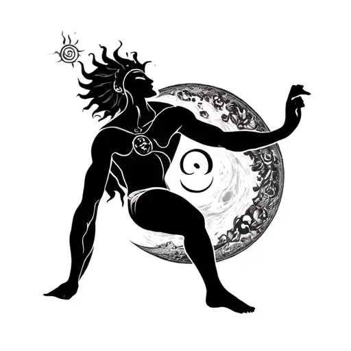 Sun Man Dance Below Moon Om Symbol Energy