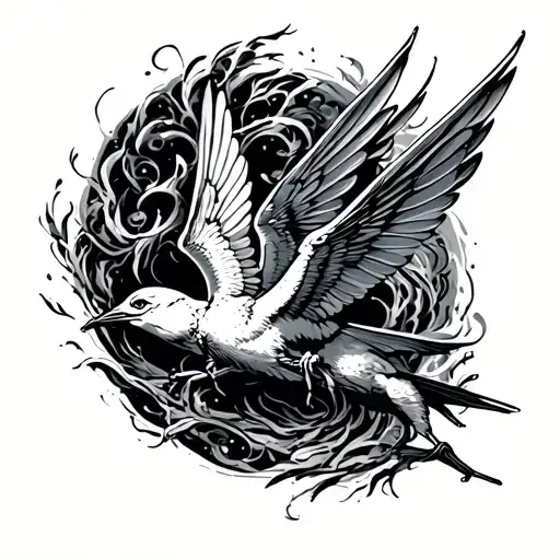 A Tattoo In The Rib With About Six Small Pounds Very Detailed To Fly Where Each One Carries A Paper