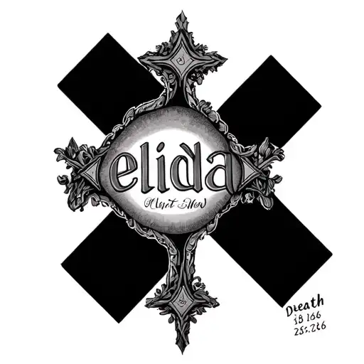 The Name Elida With A Cross In The Back And Date Of Birth With Death Date At The Bottom