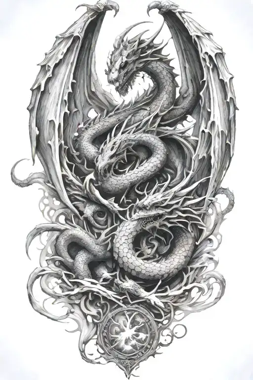 Dragon Fights With An Angel