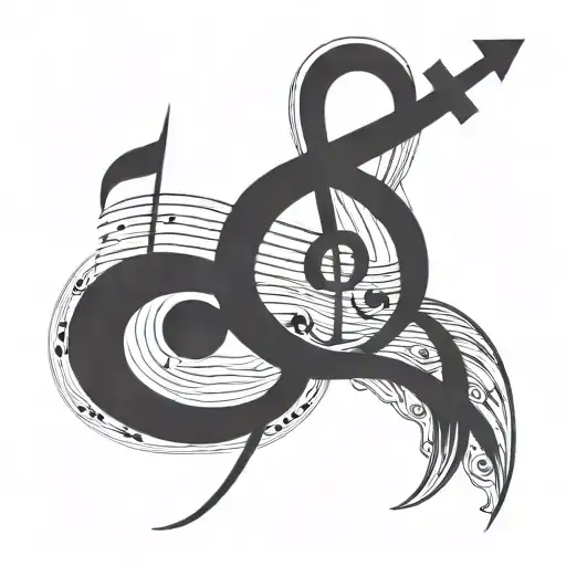 Christian Cross Intertwined With Libra And Music Note