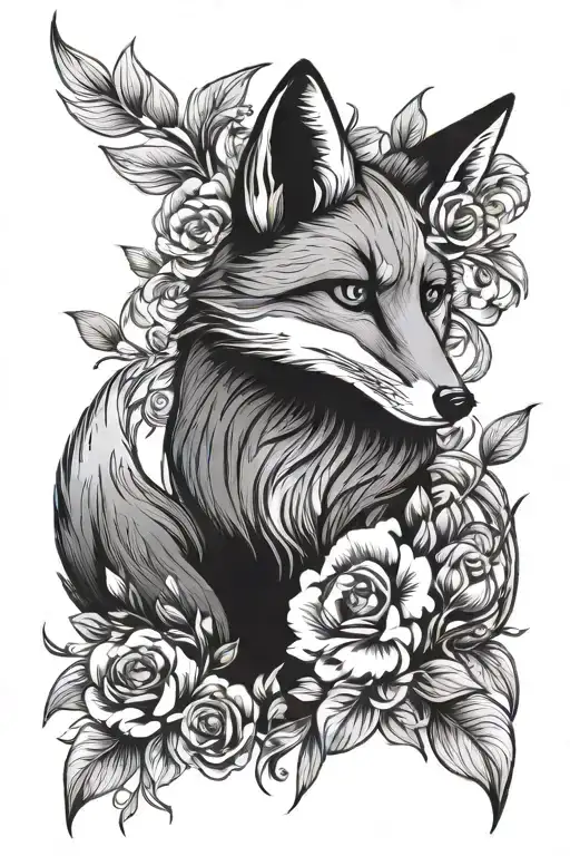 Fox With Floral Design