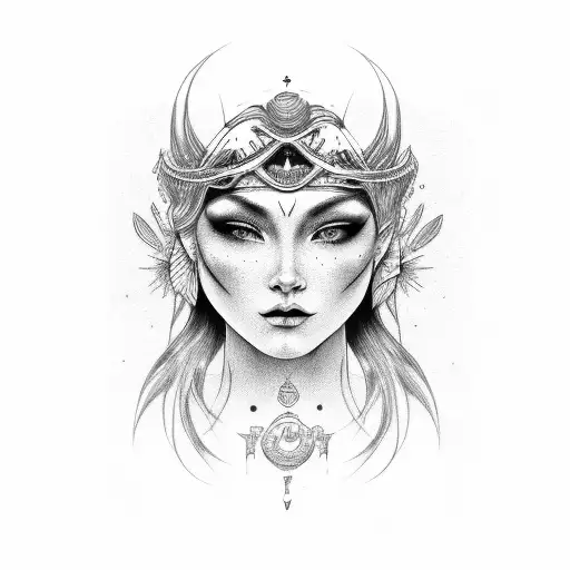 Beautiful Moon Goddess Woman's Face