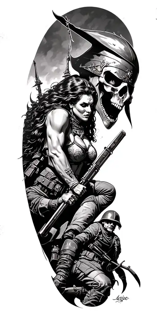 Coverup Infantry Queen Of Battle Tattoo Featuring Soldiers Fighting And A Dead Queen