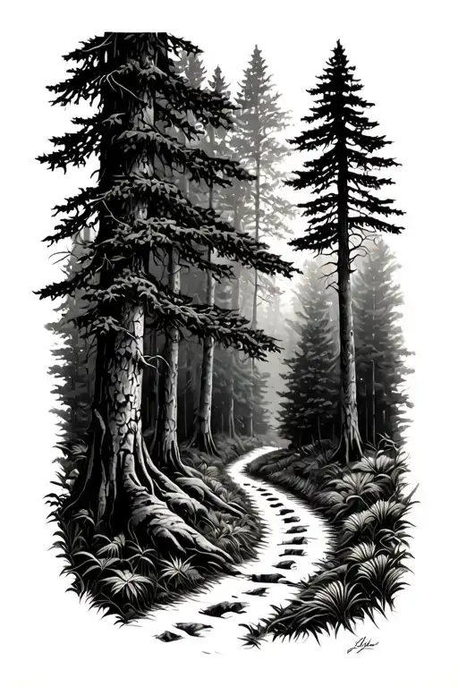 Trail Winding Through A Forest