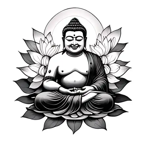 Laughing Budha With Lotus Flower