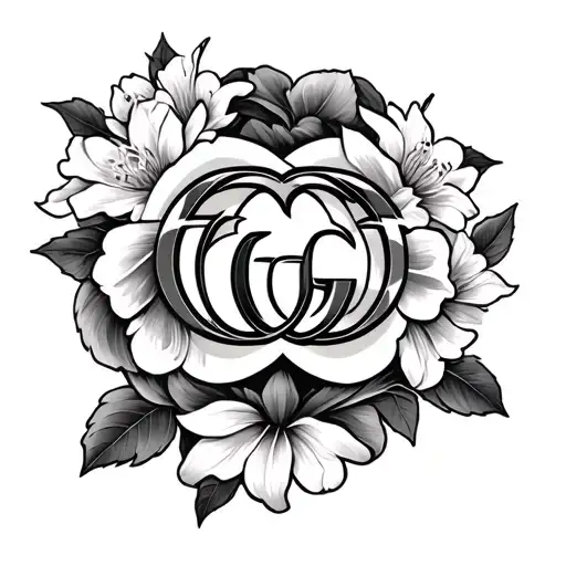 A Leo Symbol Intertwined With A Jasmine Flower And Gucci Logo