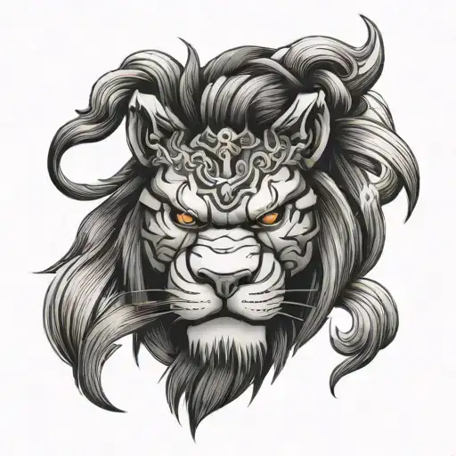 Samurai Warior Lion Head