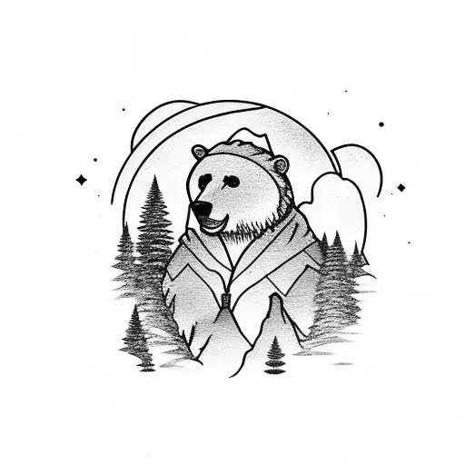 Scout Bear With Mountains In The Background