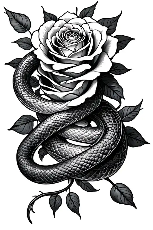 Snake Through Roses Intertwined