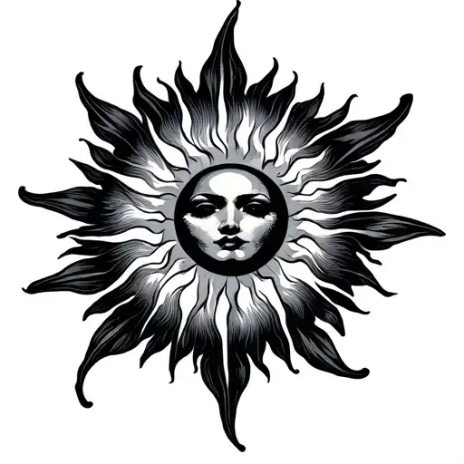 Sun Tattoo Minimal Round