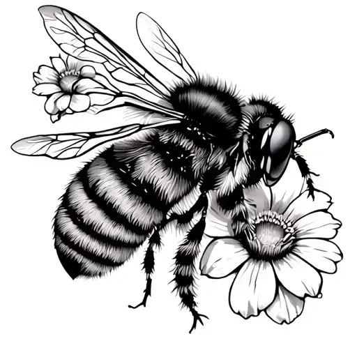 Bee And Flowers Intertwined