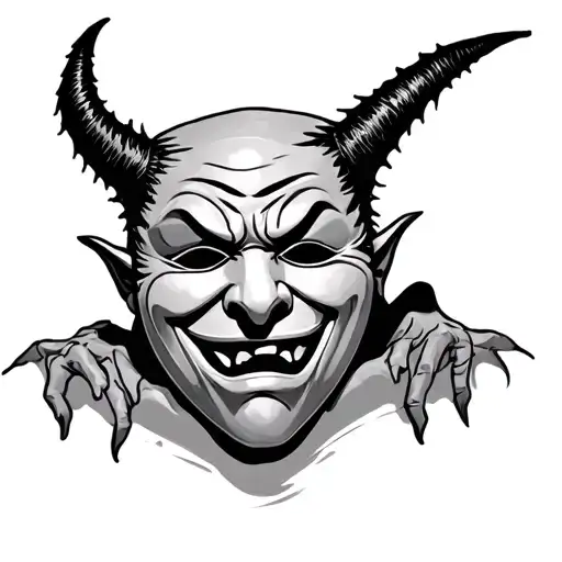 Demon Smiling Behind The Sad Theater Mask