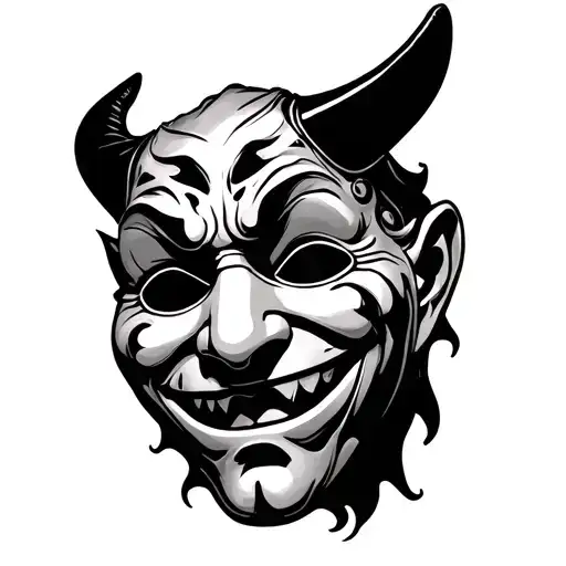 Demon Smiling Behind The Sad Theater Mask